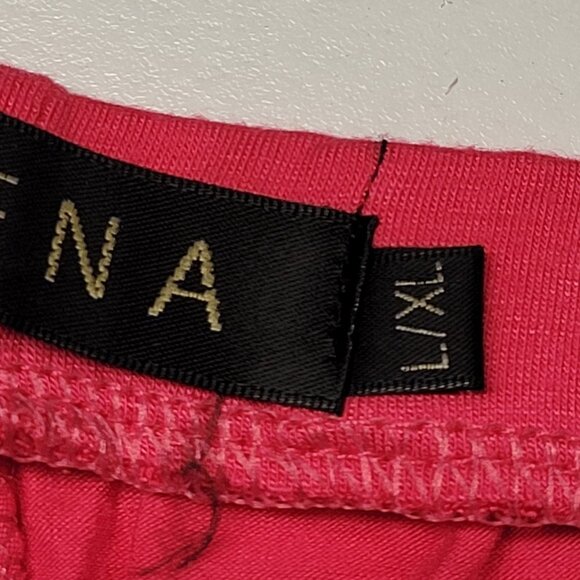 FUCHSIA Pink Elastic Waist Cotton Poly Capri Pants with Sequin Accents L/XL - Picture 3 of 9